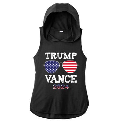 Trump Vance 2024 President Trump Supporter Suglasses Design Ladies PosiCharge Tri-Blend Wicking Draft Hoodie Tank