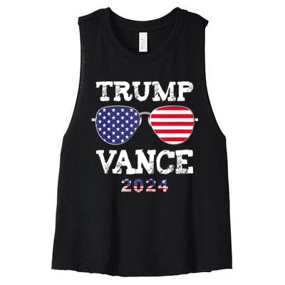 Trump Vance 2024 President Trump Supporter Suglasses Design Women's Racerback Cropped Tank