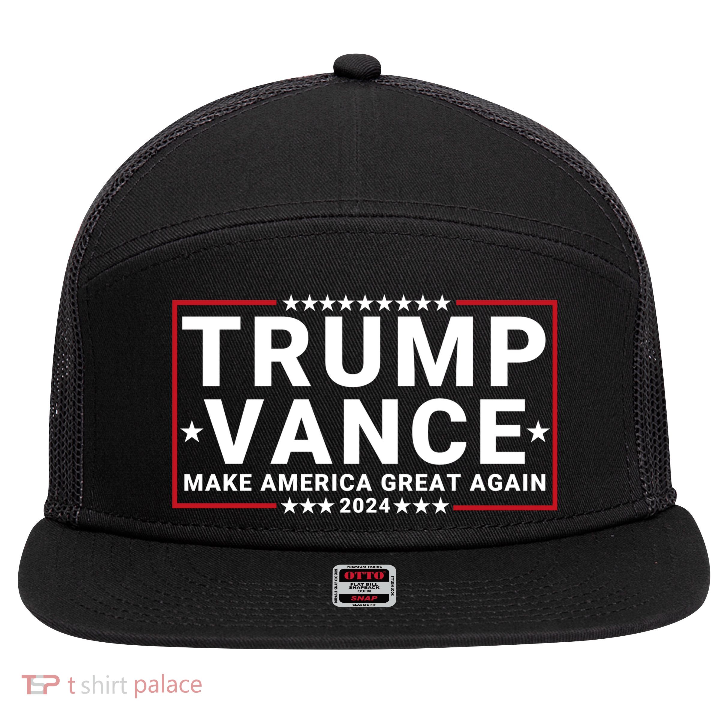 Trump Vance 2024 Republican Vp Presidential Election 7 Panel Mesh Trucker Snapback Hat
