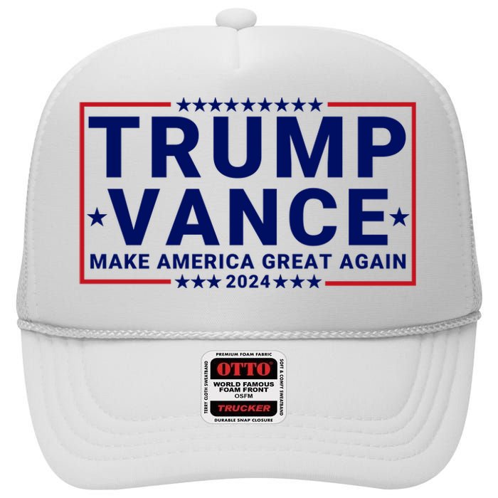 Trump Vance 2024 Republican Vp Presidential Election High Crown Mesh Back Trucker Hat