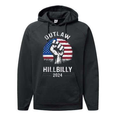 Trump Vance 2024 Outlaw Hillbilly Freedom 2024 Performance Fleece Hoodie