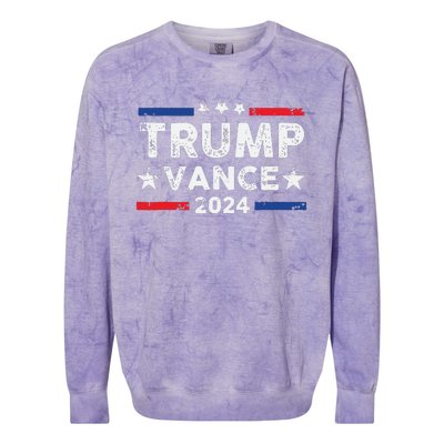 Trump Vance 2024 Us Flag Vintage Election President 2024 Colorblast Crewneck Sweatshirt