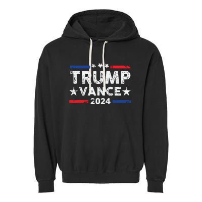 Trump Vance 2024 Us Flag Vintage Election President 2024 Garment-Dyed Fleece Hoodie