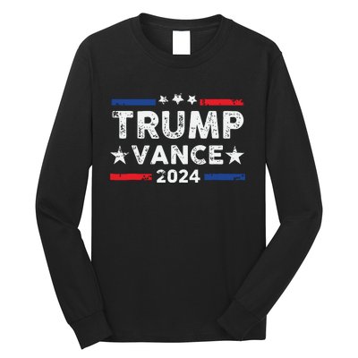 Trump Vance 2024 Us Flag Vintage Election President 2024 Long Sleeve Shirt