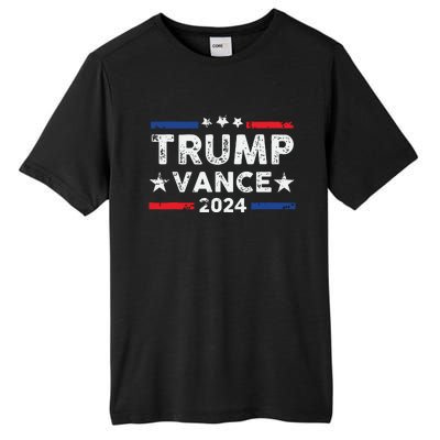 Trump Vance 2024 Us Flag Vintage Election President 2024 Tall Fusion ChromaSoft Performance T-Shirt