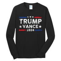 Trump Vance 2024 Us Flag Vintage Election President 2024 Tall Long Sleeve T-Shirt