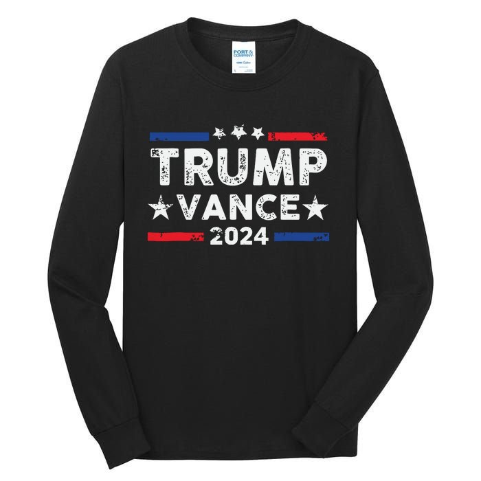 Trump Vance 2024 Us Flag Vintage Election President 2024 Tall Long Sleeve T-Shirt