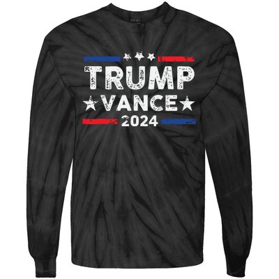 Trump Vance 2024 Us Flag Vintage Election President 2024 Tie-Dye Long Sleeve Shirt