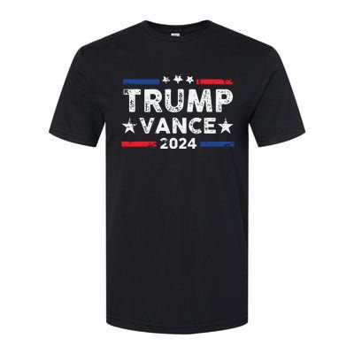 Trump Vance 2024 Us Flag Vintage Election President 2024 Softstyle CVC T-Shirt