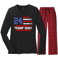 Trump Vance 2024 Donald Trump 2024 President J.D. Vance Jd Women's Long Sleeve Flannel Pajama Set 