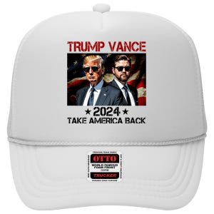 Trump Vance 2024 Take America Back Usa Election High Crown Mesh Back Trucker Hat