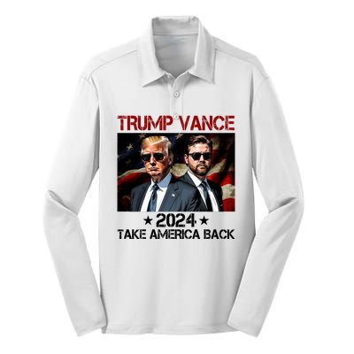 Trump Vance 2024 Take America Back Usa Election Silk Touch Performance Long Sleeve Polo