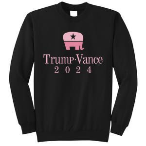 Trump Vance 2024 Pink_ Elephant Jd Vance Donald Trump Women Tall Sweatshirt