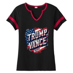 Trump Vance 2024 Retro Stripe Trump Jd Vance Ladies Halftime Notch Neck Tee