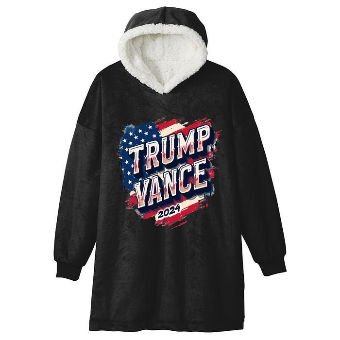 Trump Vance 2024 Retro Stripe Trump Jd Vance Hooded Wearable Blanket