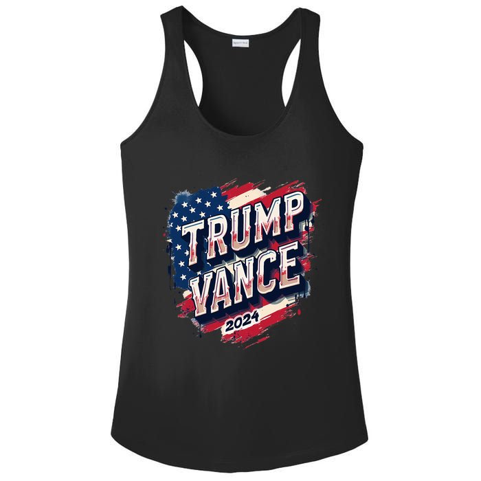 Trump Vance 2024 Retro Stripe Trump Jd Vance Ladies PosiCharge Competitor Racerback Tank