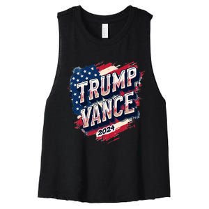 Trump Vance 2024 Retro Stripe Trump Jd Vance Women's Racerback Cropped Tank