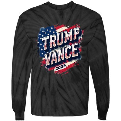 Trump Vance 2024 Retro Stripe Trump Jd Vance Tie-Dye Long Sleeve Shirt