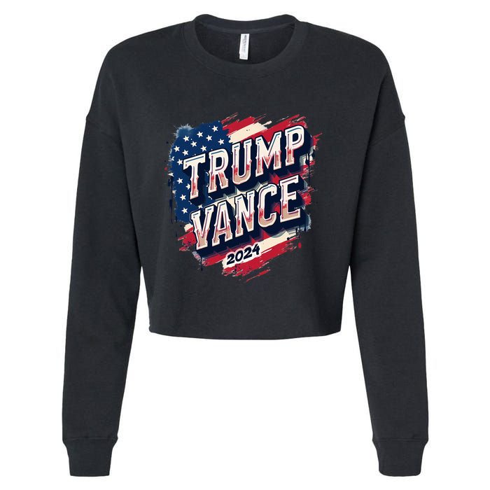 Trump Vance 2024 Retro Stripe Trump Jd Vance Cropped Pullover Crew