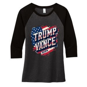 Trump Vance 2024 Retro Stripe Trump Jd Vance Women's Tri-Blend 3/4-Sleeve Raglan Shirt