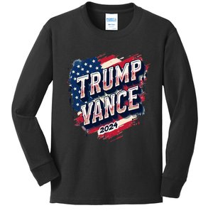 Trump Vance 2024 Retro Stripe Trump Jd Vance Kids Long Sleeve Shirt