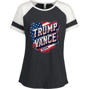 Trump Vance 2024 Retro Stripe Trump Jd Vance Enza Ladies Jersey Colorblock Tee