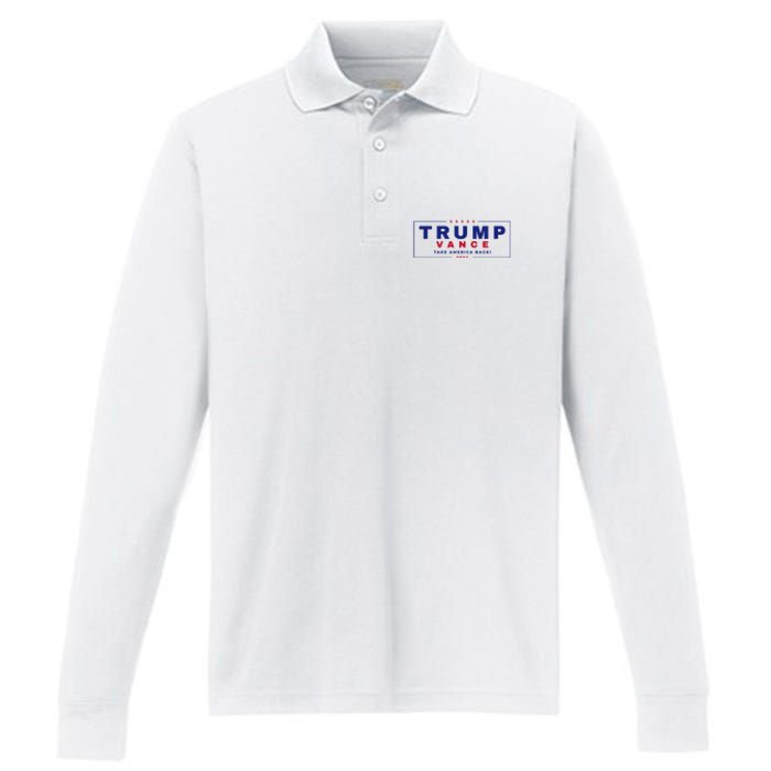 Trump Vance 2024 Donald Trump J.D. Vance Take America Back Performance Long Sleeve Polo