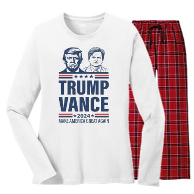 Trump Vance 24 Maga Women's Long Sleeve Flannel Pajama Set 