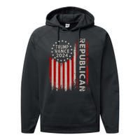 Trump Vance 2024 Us Flag Republican 2024 President Election Performance Fleece Hoodie