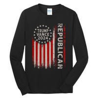 Trump Vance 2024 Us Flag Republican 2024 President Election Tall Long Sleeve T-Shirt