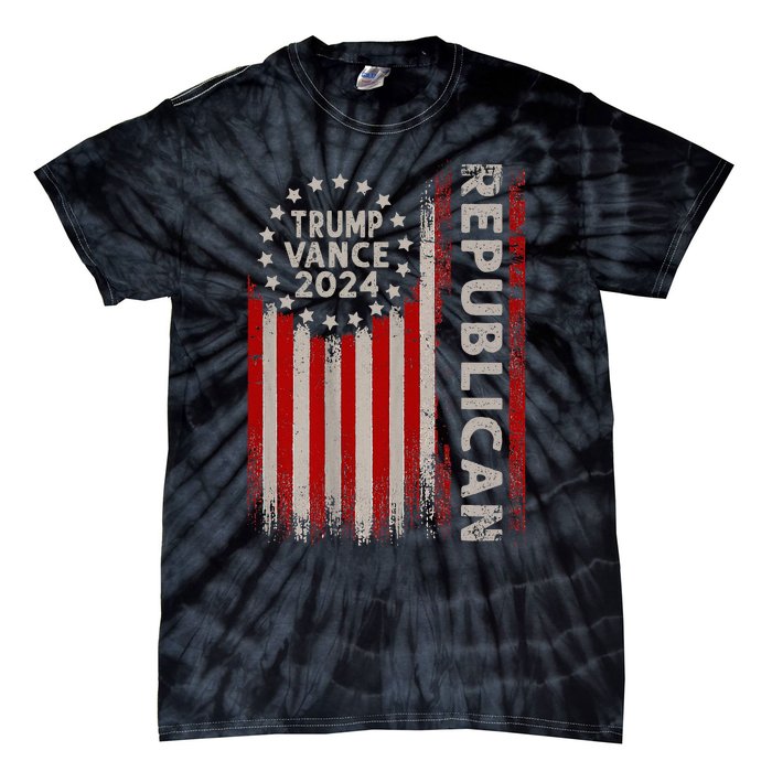 Trump Vance 2024 Us Flag Republican 2024 President Election Tie-Dye T-Shirt