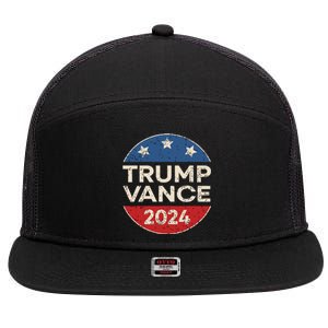 Trump Vance 2024 Retro Button Vice President Vp Election 7 Panel Mesh Trucker Snapback Hat