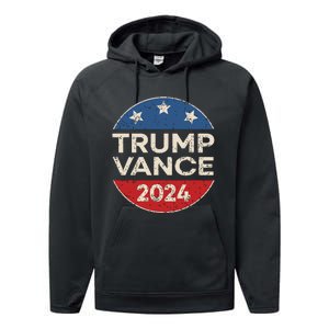 Trump Vance 2024 Retro Button Vice President Vp Election Performance Fleece Hoodie