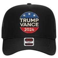 Trump Vance 2024 Retro Button Vice President Vp Election High Crown Mesh Back Trucker Hat