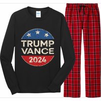 Trump Vance 2024 Retro Button Vice President Vp Election Long Sleeve Pajama Set