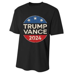 Trump Vance 2024 Retro Button Vice President Vp Election Performance Sprint T-Shirt