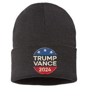 Trump Vance 2024 Retro Button Vice President Vp Election Sustainable Knit Beanie