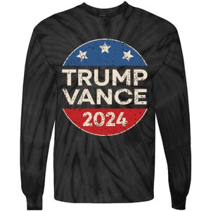 Trump Vance 2024 Retro Button Vice President Vp Election Tie-Dye Long Sleeve Shirt