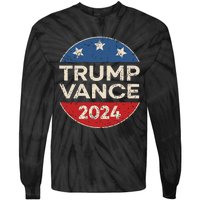 Trump Vance 2024 Retro Button Vice President Vp Election Tie-Dye Long Sleeve Shirt