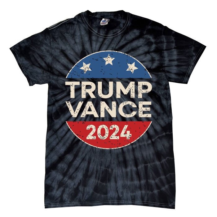 Trump Vance 2024 Retro Button Vice President Vp Election Tie-Dye T-Shirt