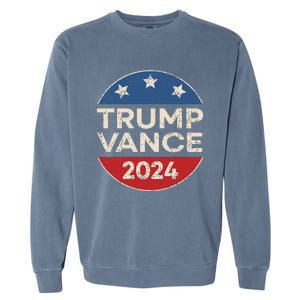 Trump Vance 2024 Retro Button Vice President Vp Election Garment-Dyed Sweatshirt