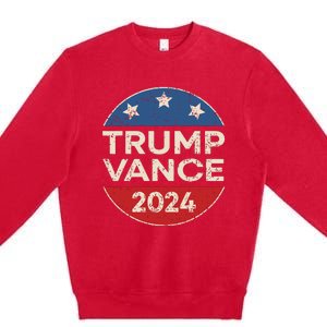 Trump Vance 2024 Retro Button Vice President Vp Election Premium Crewneck Sweatshirt