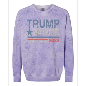 Trump Vance 2024 Retro Stripe Trump Jd Vance Colorblast Crewneck Sweatshirt