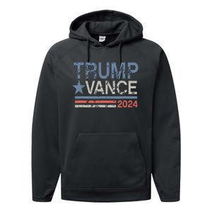 Trump Vance 2024 Retro Stripe Trump Jd Vance Performance Fleece Hoodie