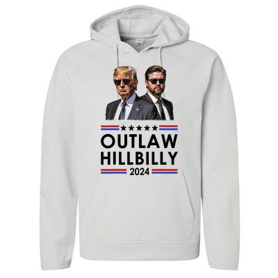 Trump Vance 2024 Outlaw Hillbilly Us Flag Vintage Elections Performance Fleece Hoodie