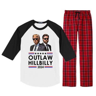 Trump Vance 2024 Outlaw Hillbilly Us Flag Vintage Elections Raglan Sleeve Pajama Set