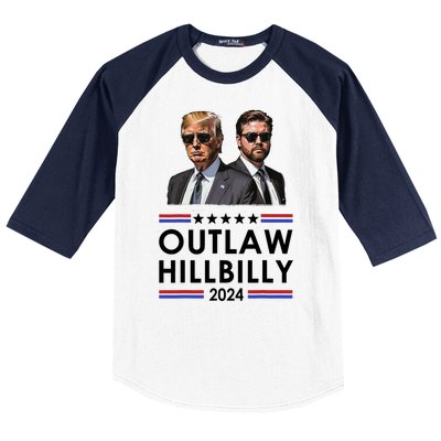 Trump Vance 2024 Outlaw Hillbilly Us Flag Vintage Elections Baseball Sleeve Shirt