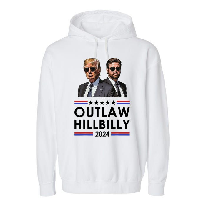 Trump Vance 2024 Outlaw Hillbilly Us Flag Vintage Elections Garment-Dyed Fleece Hoodie