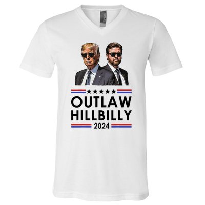 Trump Vance 2024 Outlaw Hillbilly Us Flag Vintage Elections V-Neck T-Shirt