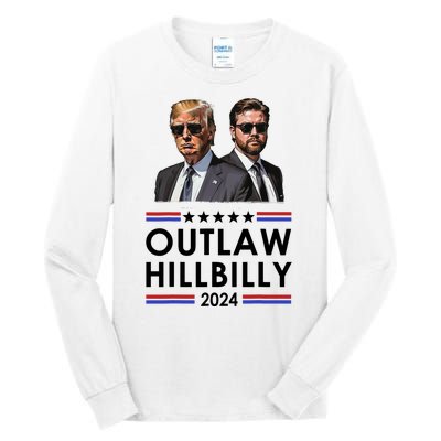 Trump Vance 2024 Outlaw Hillbilly Us Flag Vintage Elections Tall Long Sleeve T-Shirt